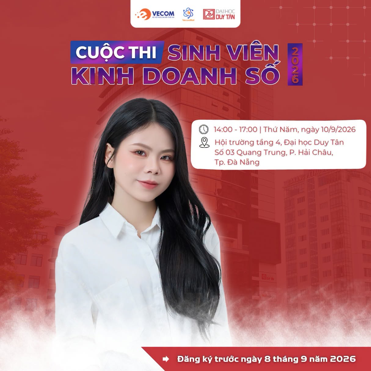 CÙNG 6 DIỄN GIẢ MỞ KHOÁ THẾ GIỚI KINH DOANH SỐ TRONG LỄ PHÁT ĐỘNG CUỘC THI SINH VIÊN KINH DOANH SỐ 2026 TẠI ĐH DUY TÂN